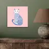 Kat - Illustratie - Minimalistisch - Roze aluminium wit klein -sfeer2
