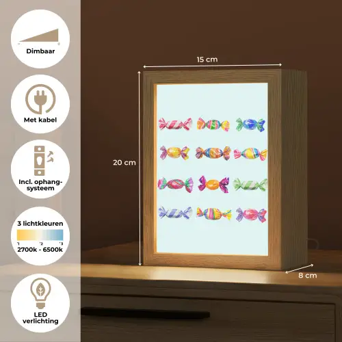 Snoepjes - Realistisch - Kleurrijk Light Box met kabel (Tafellamp) klein -USP_NL