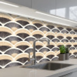 Waaier - Patroon - Zwart - Beige keuken achterwand 2 middel 871 -3d_schuin