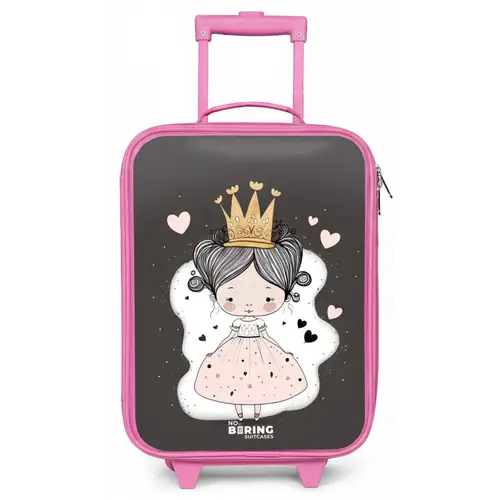 Kleine prinses op zwarte achtergrond Kinderkoffer - Roze klein -zz3dotto