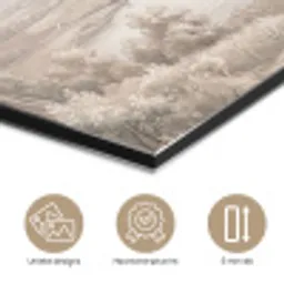 Rivierlandschap - Bergen - Natuur - Vintage - Beige aluminium wit klein -closeup_NL