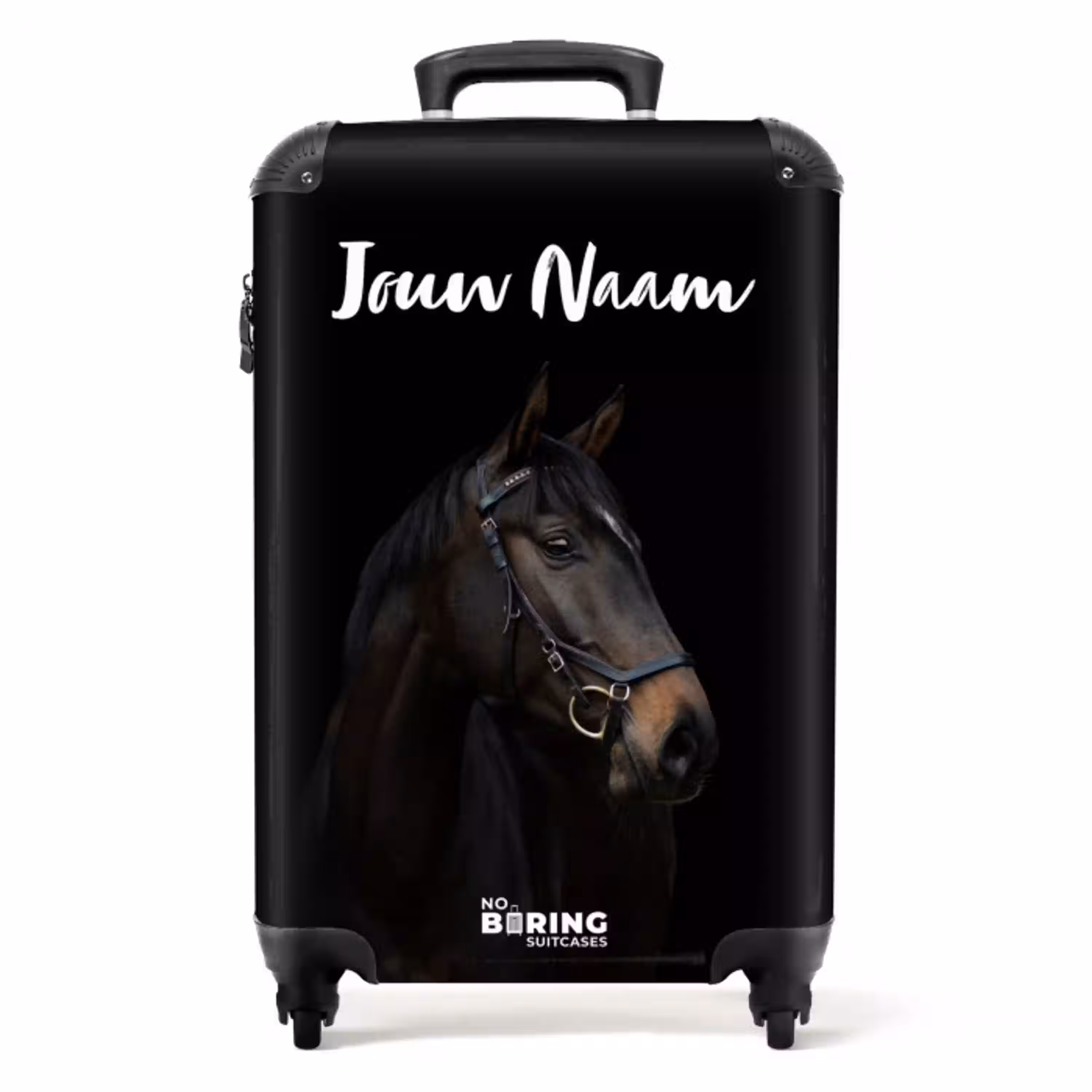 Elegant zwart paard NBS - Handbagage koffer - Kinderen Unisex middel -productfoto_recht
