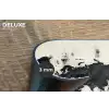 Wereldkaart - Zwart - Inkt Placemat vinyl groot -closeup