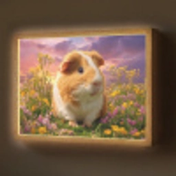 Cavia - Kleurrijk - Bloemen Light Box met batterij (Wandlamp) middel -z3d_website