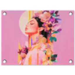 Vrouw - Bloemen - Paars - Abstract tuinposter los doek klein -3d
