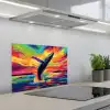 Zonsondergang - Walvis - Geschilderd - Kleurrijk keuken achterwand spatscherm klein -3d_schuin