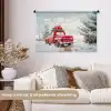 Auto - Rood - Cadeaus - Winter - Sneeuw - Kerst Wandkleed katoen middel -sfeer1