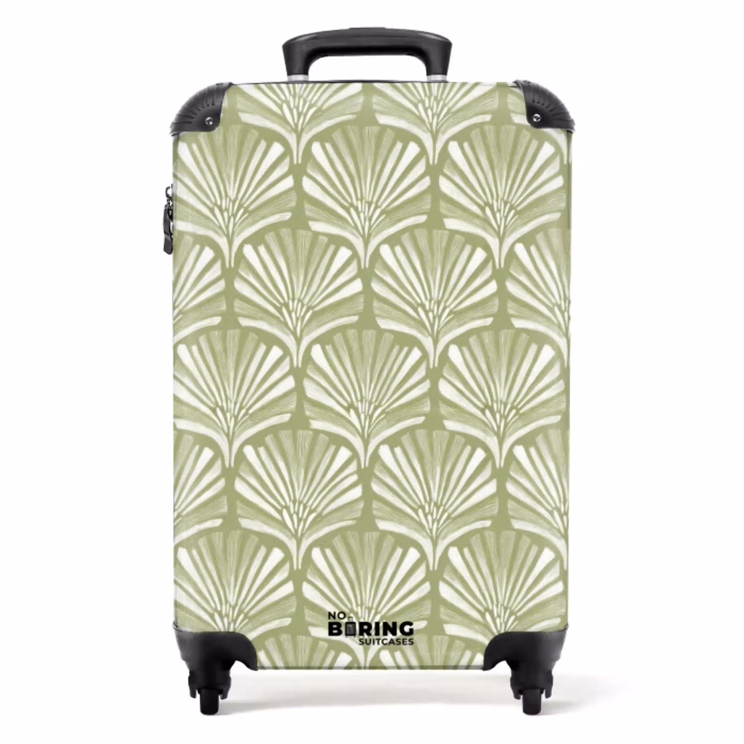 Saliegroen - Ginkgo Biloba - Waaier - Patroon NBS - Handbagage koffer - Volwassenen Unisex middel -productfoto_recht