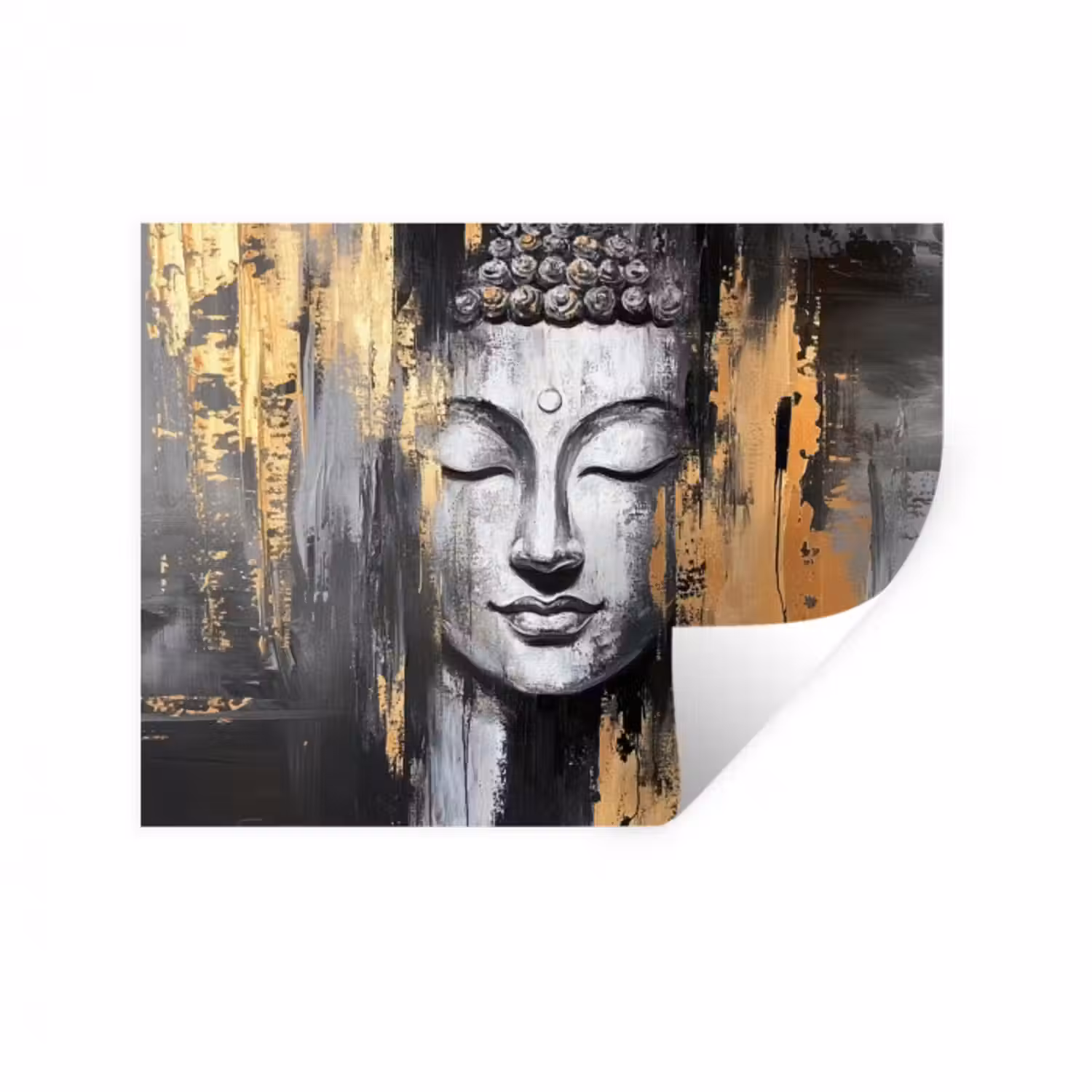 Wandtattoo – Buddha - Pinselstriche - Gold - Abstrakt