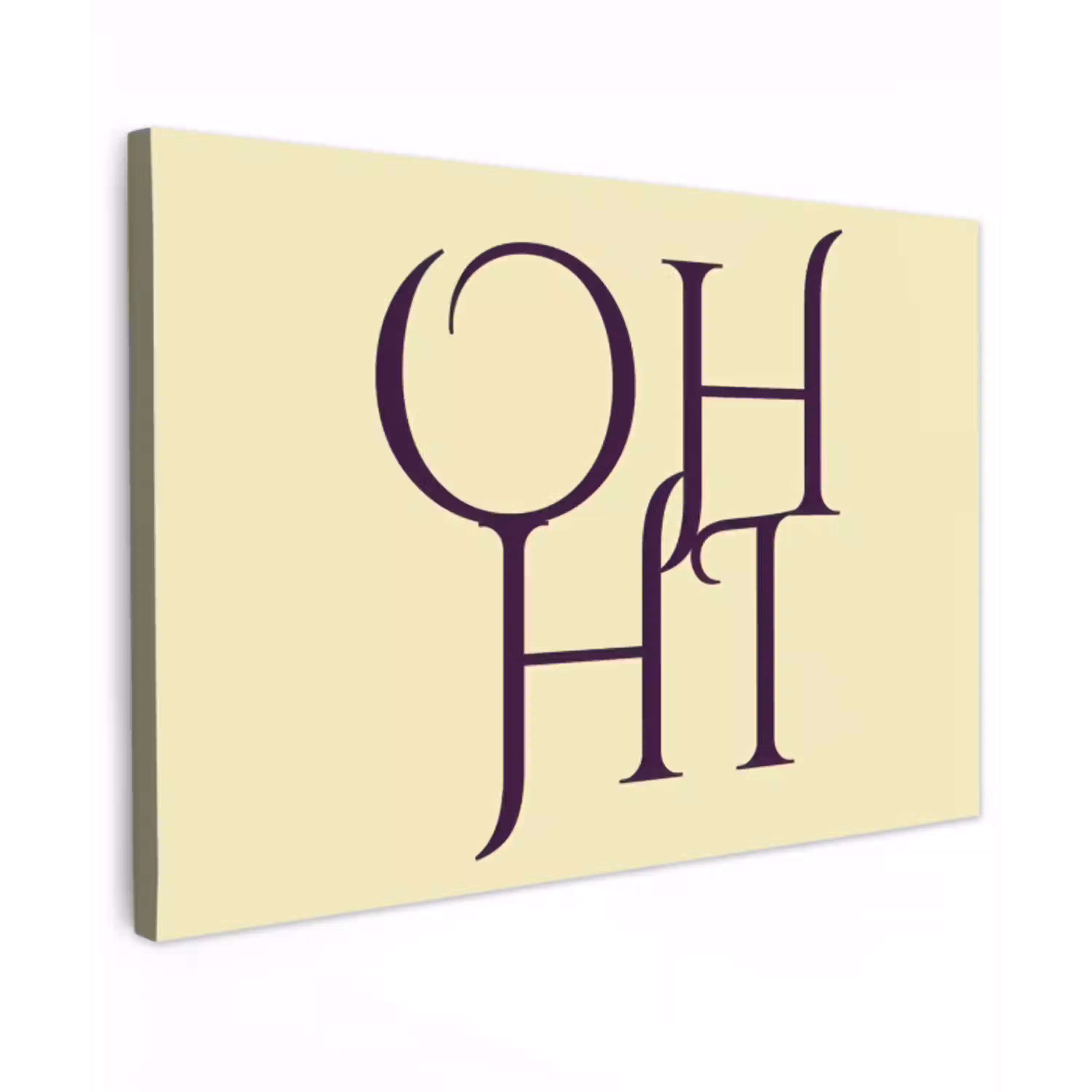 Oh hi - Geel - Monogram Tuinposter op houten frame 2 cm dik klein -3d