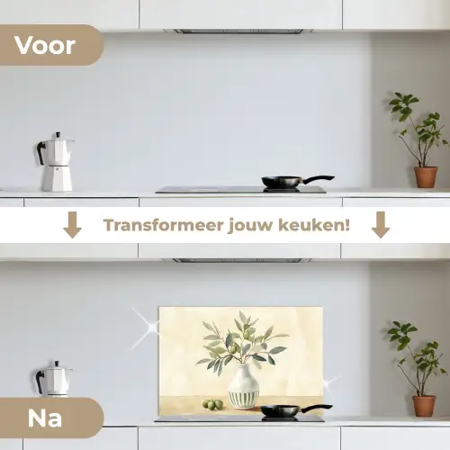 Vaas - Keramiek - Olijftakken keuken achterwand spatscherm klein -voor_na_NL
