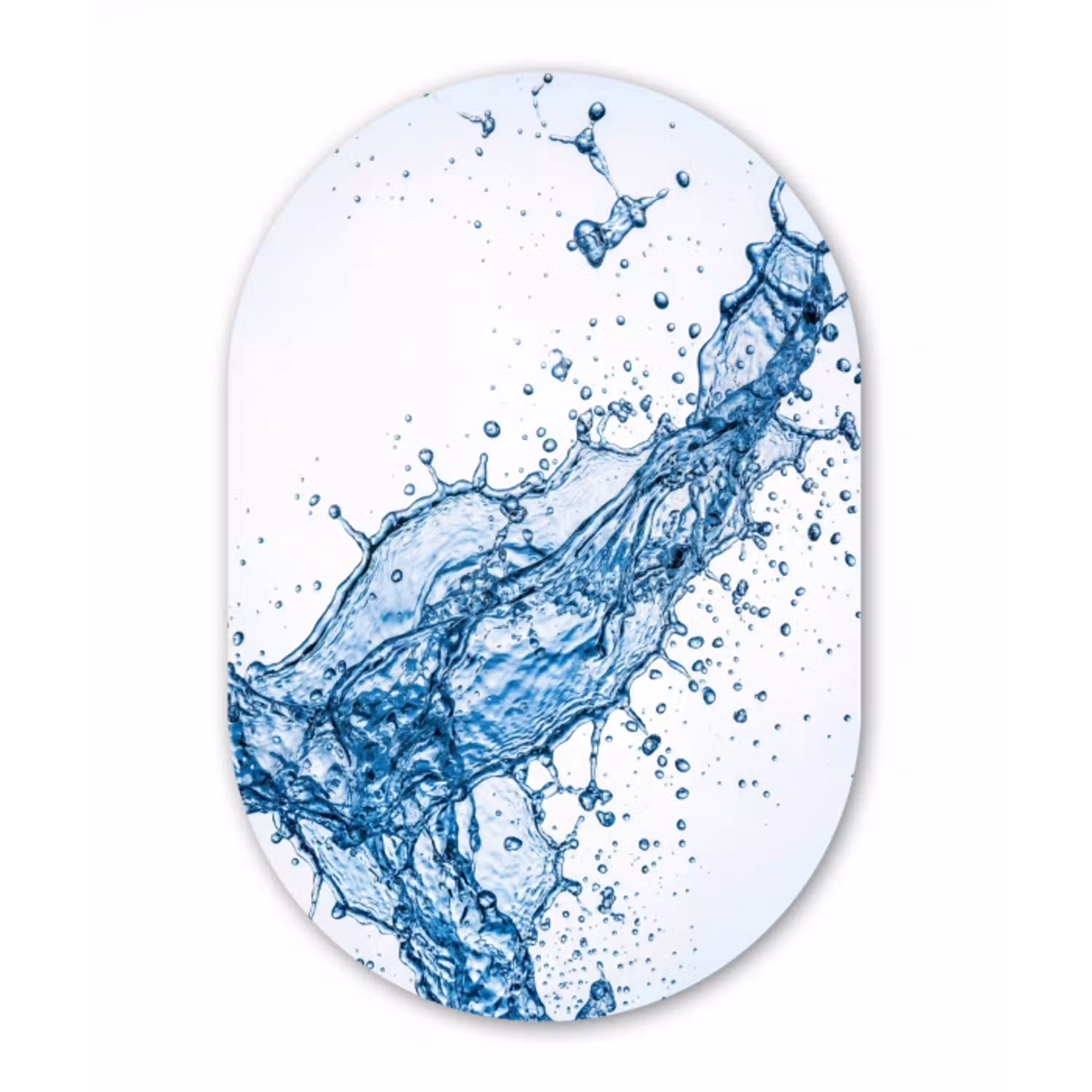 Spash - Water - Blauw Wandcirkel Ovaal Aluminium middel -3d