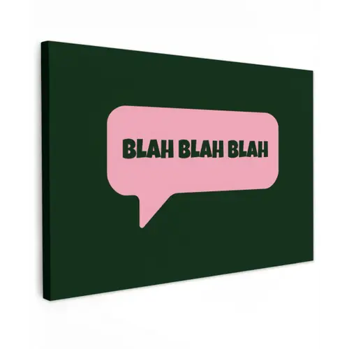 Tekstwolk - BLAH BLAH BLAH - Roze Tuinposter op houten frame 2 cm dik klein -3d