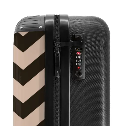 Zigzag patroon in verschillende tinten bruin NBS - Handbagage koffer - Kinderen Unisex middel -slot