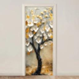 Boom - Bloemen - Goud - Beige deurposter klein -3d_beige