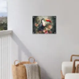 Toekan - Vogels - Bloemen - Planten - Tropisch tuinposter los doek klein -sfeer8