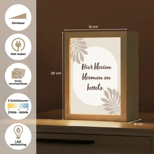 Bloemen - Quote - Zomer - Beige Light Box met kabel (Wandlamp) klein -USP_websiteoverzichtNL