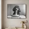 Poedel - Hond - Zwart - Wit - Schattig - Pasta Textielframe zwart klein -sfeer2