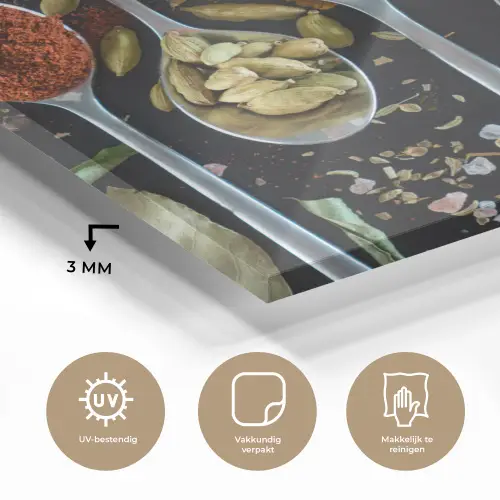 Kruiden - Lepel - Specerijen - Zwart - Keuken plexiglas 5mm klein -sfeer2