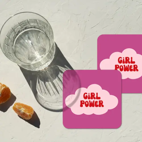 Girl power - Wolk - Roze onderzetter kurk middel -sfeer4