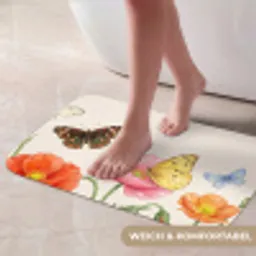 Vlinders - Klaprozen - Illustratie - Kleurrijk Badmat klein -USP_ZachtDE