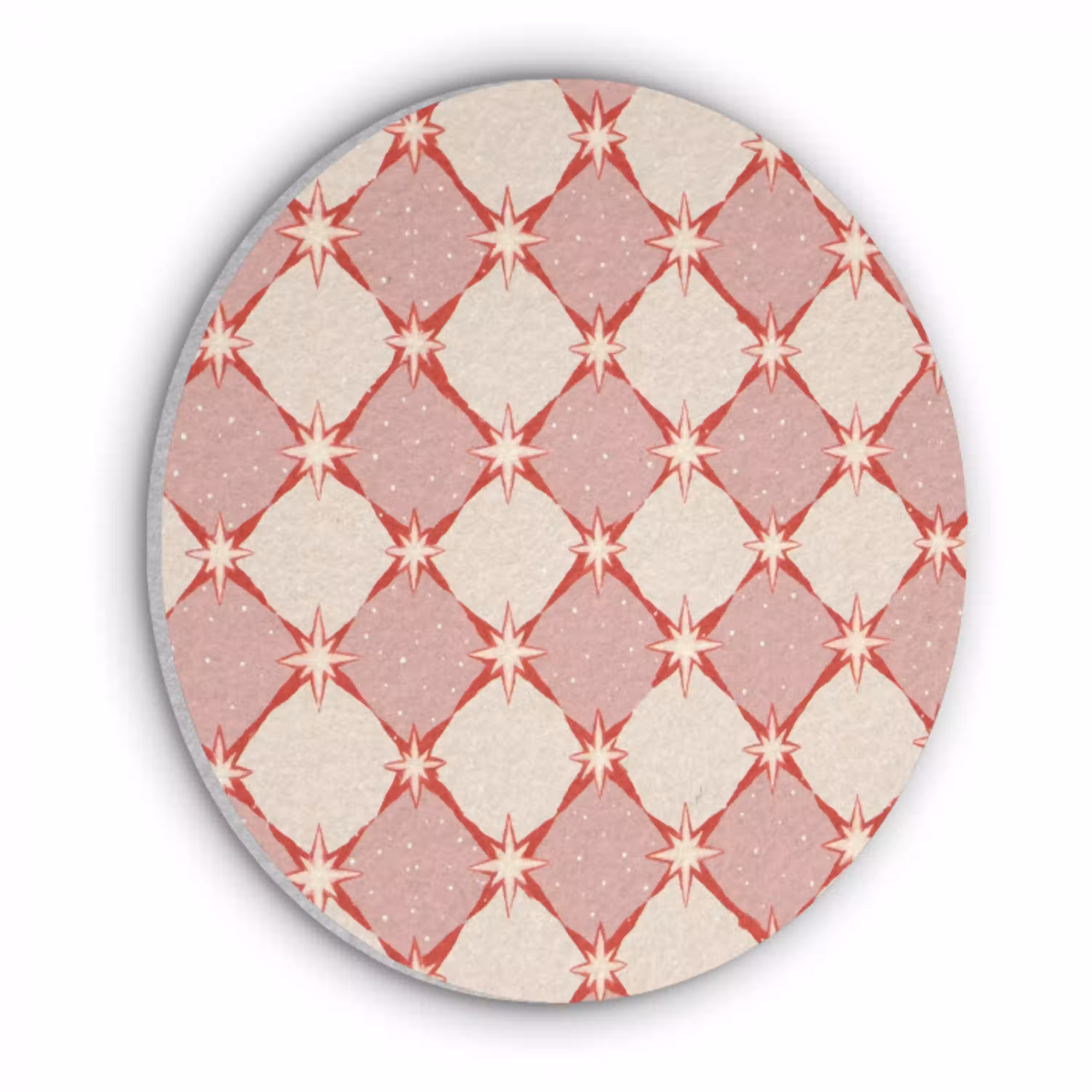 Ruiten - Sterren - Vintage - Oudroze - Rood Akoestische PET Vilt - Rond klein 838 -3d