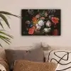 Stilleven met bloemen en een horloge - Schilderij van Abraham Mignon canvas 2cm klein -sfeer1