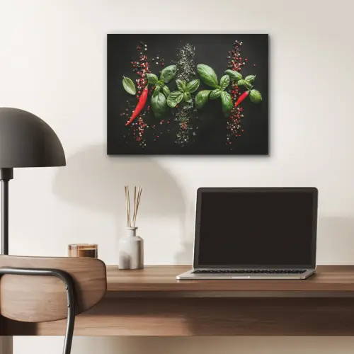 Chilipepers - Basilicum - Blaadjes - Rood PET vilt klein -sfeer5
