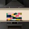Abstract - Roze - Lappen - Vormen - Geel keuken achterwand spatscherm klein -sfeer1