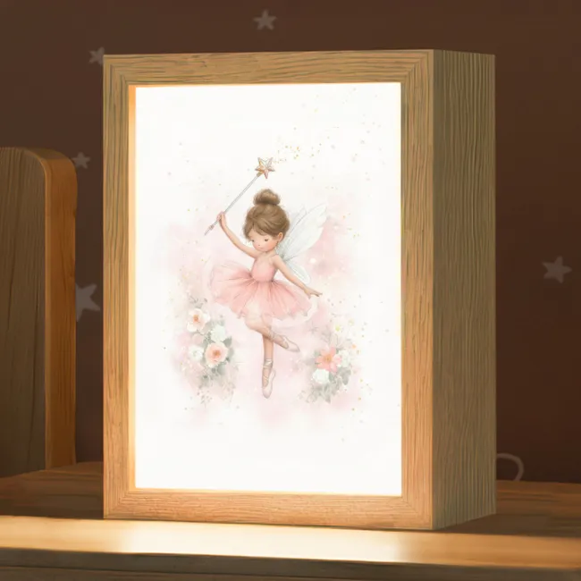 Nachtlampje - Ballerina - Fee - Bloemen - Roze