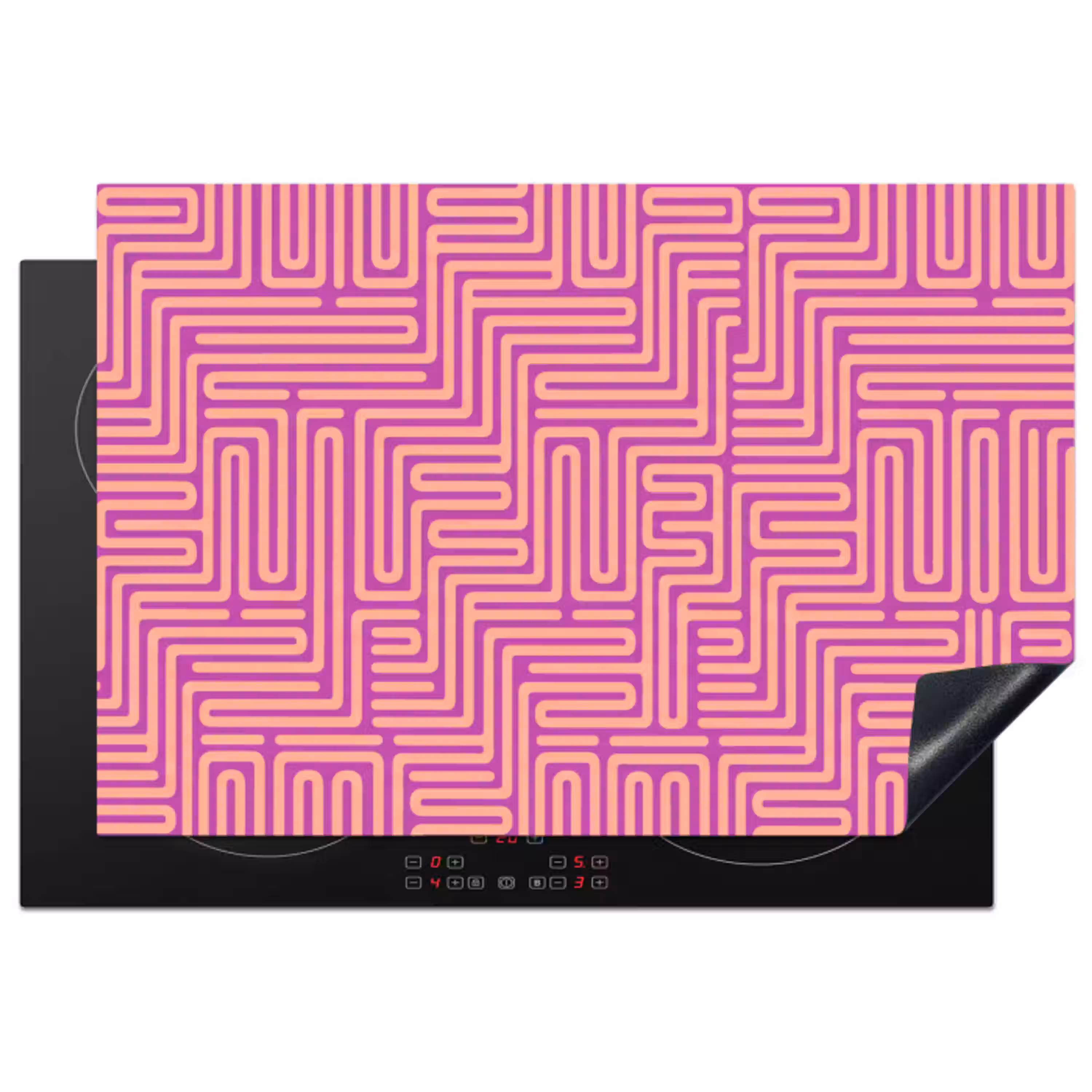 Patroon - Lijnen - Abstract - Modern - Paars Inductie beschermer vinyl 3mm klein -3d