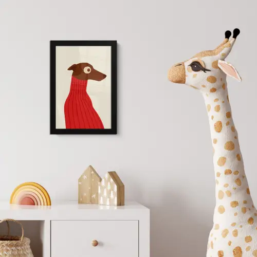 Silhouet - Hond - Trui - Rood fotolijst zwart zonder passe partout klein -usfeer4_kinderkamer