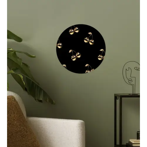 Patroon - Kersen - Goud - Chrome Wandcirkel behangsticker klein -sfeer2