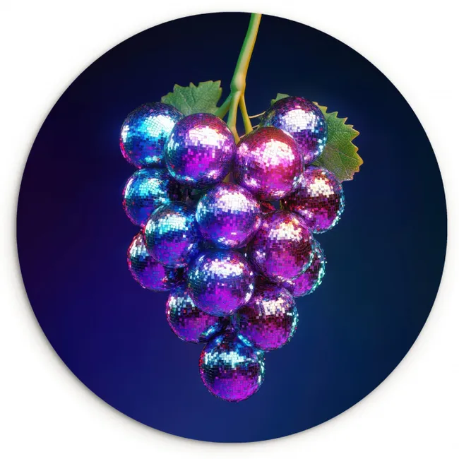 Paars - Disco - Feest - Druif KitchenYeah - Keuken - Wandcirkel Forex klein -3d