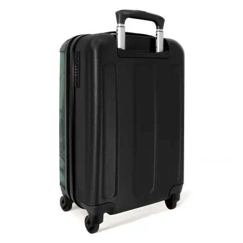 Groene marmerlook met zwarte verticale baan NBS - Handbagage koffer - Volwassenen Unisex middel -achterkant