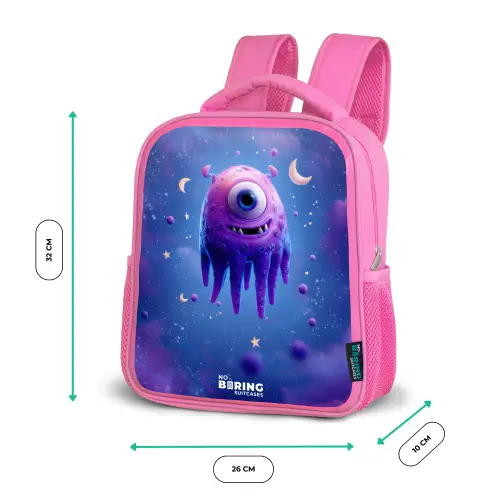 Vrolijk paarsoog in de ruimte Kinderrugzak - Roze middel -productfoto_formaten