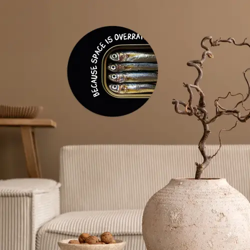 Sardines - Tekst - Vis - Blik Wandcirkel behangsticker klein -sfeer1