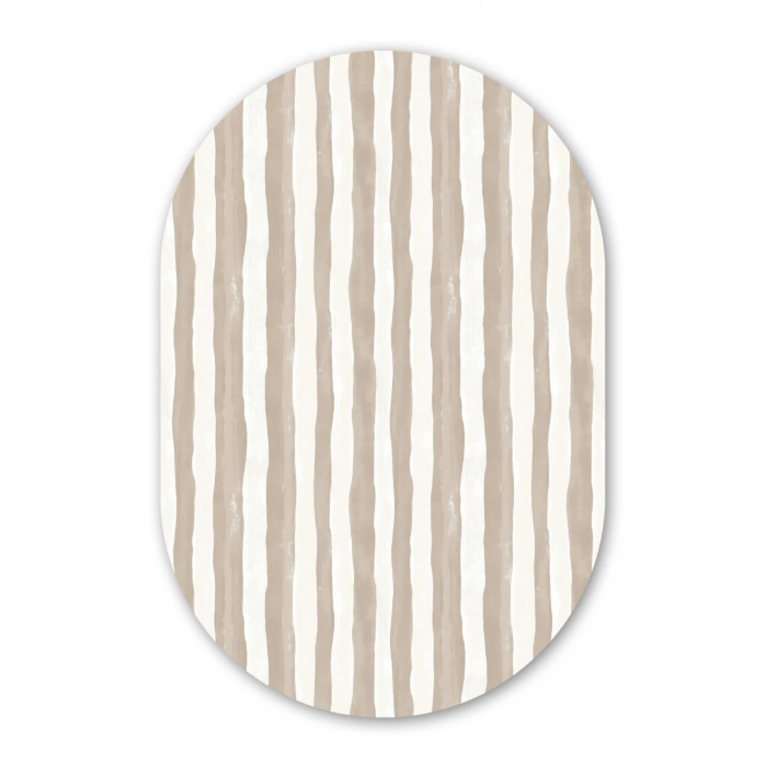 Minimalistisch - Strepen - Beige Wandcirkel Ovaal Forex klein 630 -3d