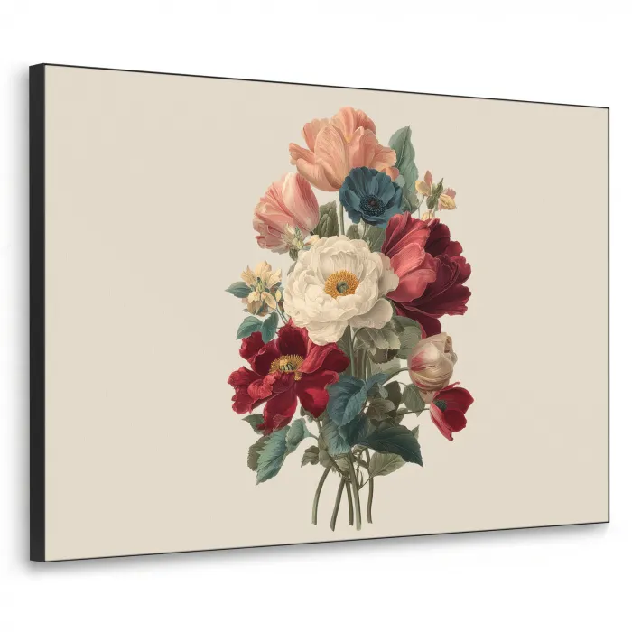 Boeket - Warme tinten - Elegant Textielframe zwart klein -3d