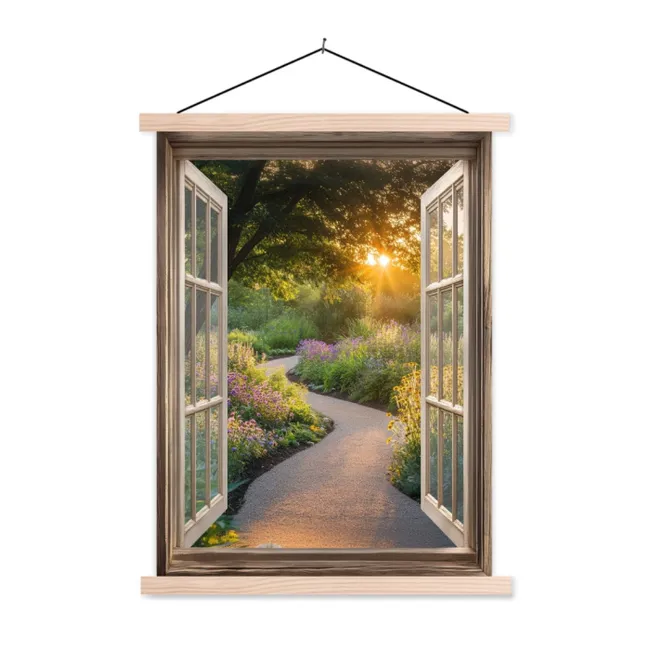 Schoolplaat - Doorkijk - Bloemen - Natuur - Zon - Pad