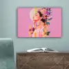 Vrouw - Bloemen - Paars - Abstract canvas 2cm klein -sfeer4