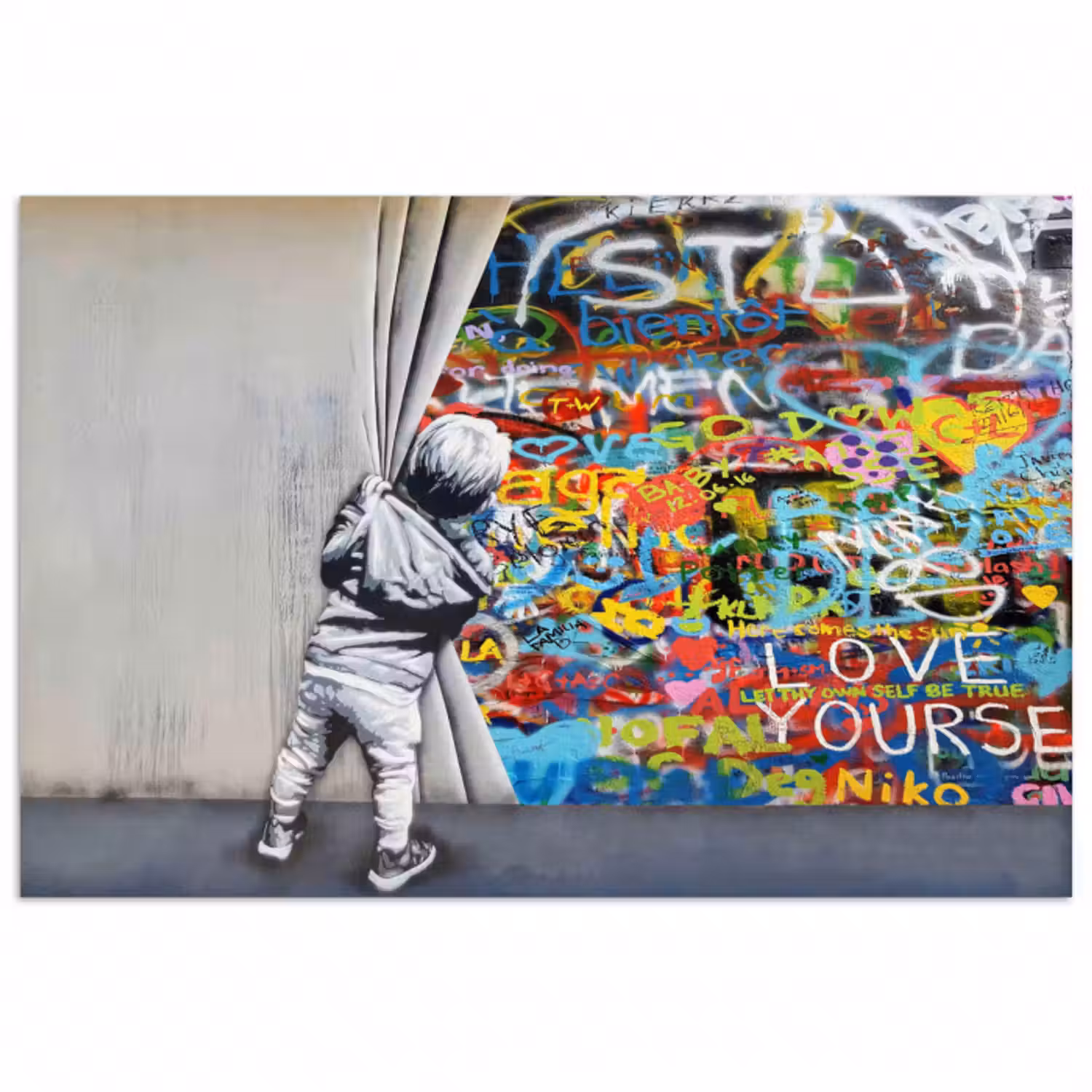 Poster - Graffiti - Illusion - Junge - Straßenkunst