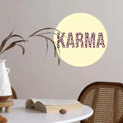 Karma - Luipaardprint - Geel Wandcirkel behangsticker klein -sfeer3