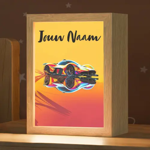 Auto - Race  - F1 - Jongens - Geel - Rood Light Box met kabel (Kinderlampje) klein -zzz_3d_website