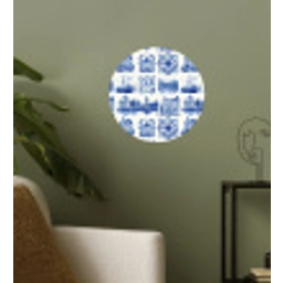 Huizen - Schepen - Blauw Wandcirkel behangsticker klein 186 -sfeer2