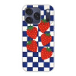 Geblokt - Blauw - Aardbeien Telefoonhoesje iPhone 17 Pro klein -3d