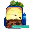 Dino - Zon - Natuur - Tekening - Kinderen - Jongens Kinderrugzak - Blauw middel -inhoud_UK
