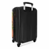 Palmbomen met fleurige achtergrond. NBS - Handbagage koffer - Volwassenen Unisex middel -achterkant