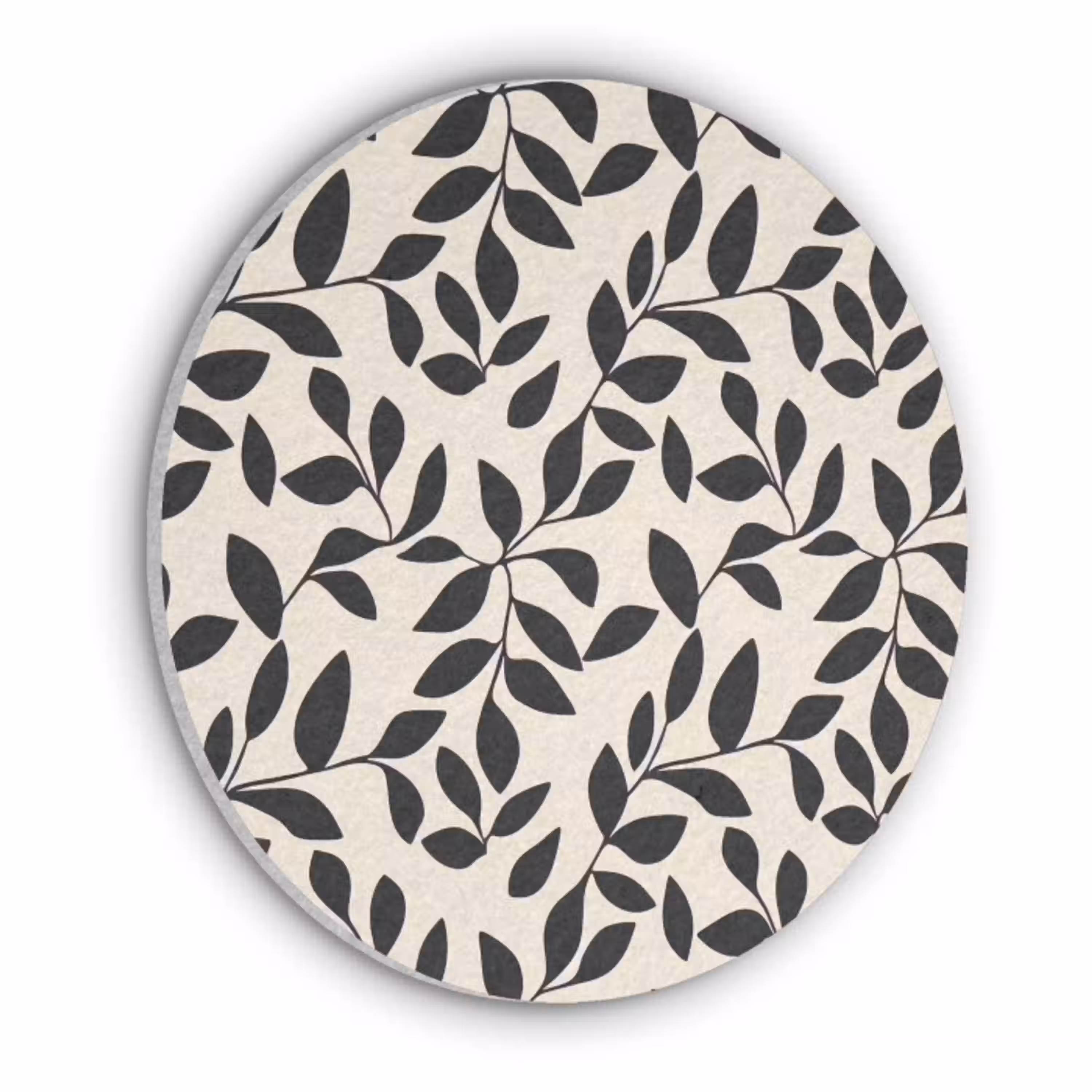 Elegant - Patroon - Zwart - Beige Akoestische PET Vilt - Rond klein 838 -3d