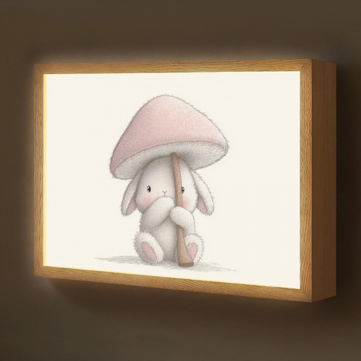 Paddenstoel - Konijn - Roze Light Box met batterij (Wandlamp kind) middel -z3d_website
